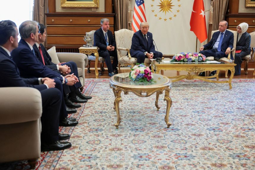 US President Donald Trump and Turkish President Tayyip Erdogan hold a bilateral meeting at the Bestepe Presidential Compound in Ankara, Turkey, on Tuesday.