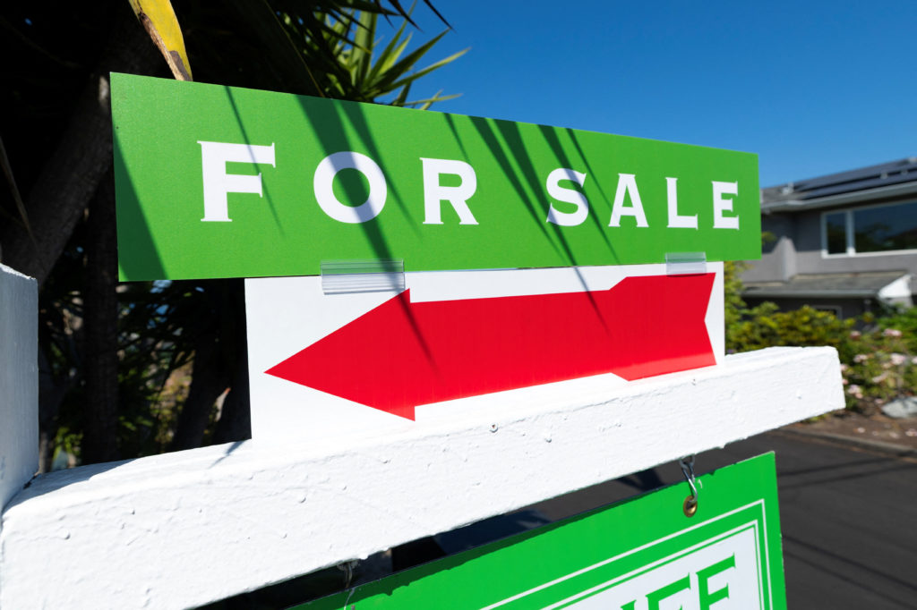 Residential real estate sign in California