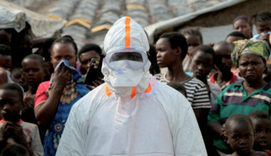 A health worker in personal protective equipment in Congo