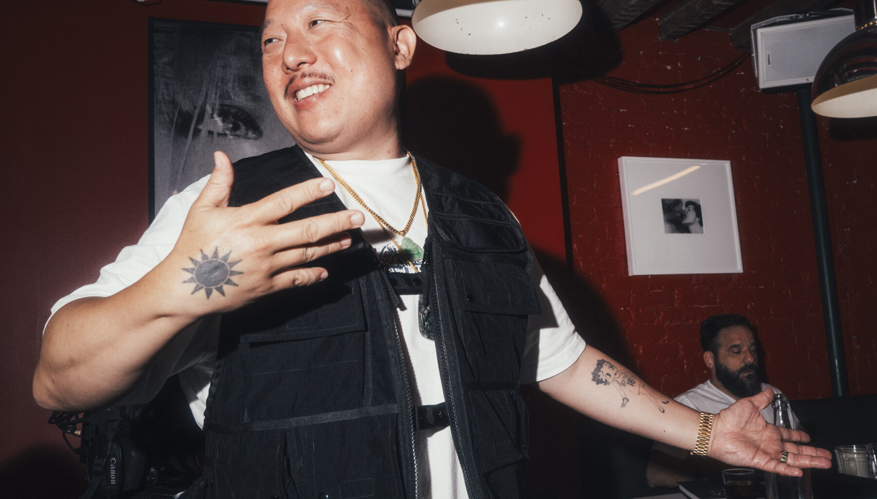 Author, chef, and filmmaker Eddia Huang at the Tuna Melt script table read at restaurant Baohaus.