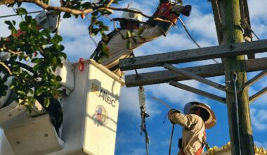 Utility crew repairs Hurricane Helene damage in Clinton.