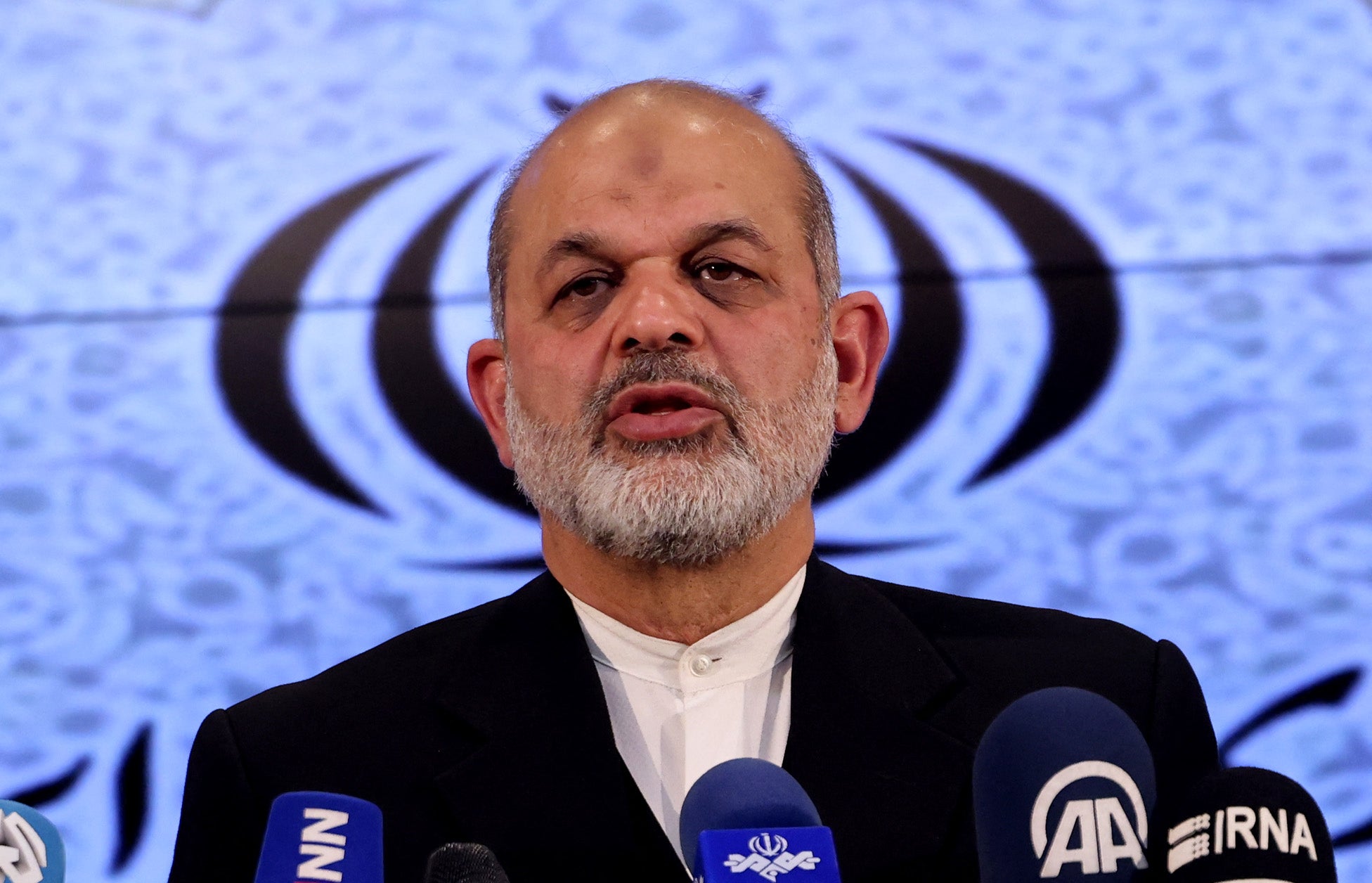 File: Ahmad Vahidi speaks during a press conference in Tehran on March 4, 2024