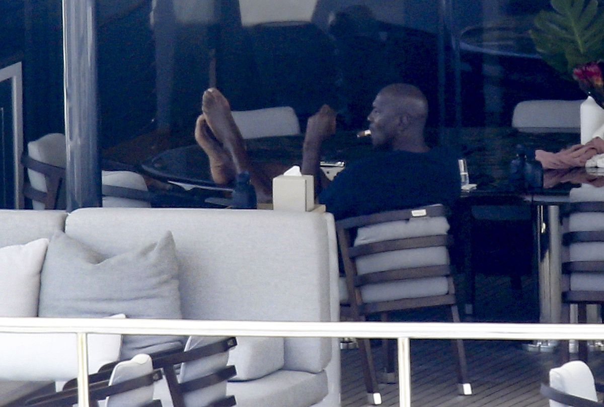Michael Jordan embraced vacation mode while relaxing aboard his luxury yacht during the family's getaway in Sardinia.