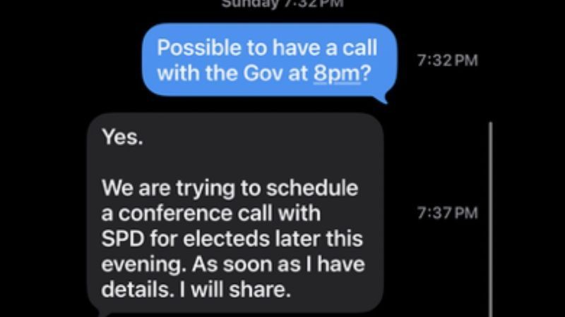 An image of texts sent on July 26, 2026. (Gov. Bob Ferguson)