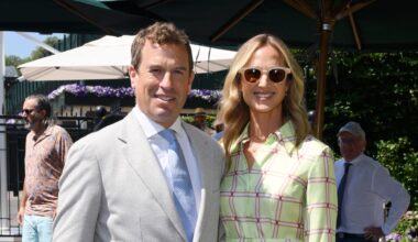 Harriet Sperling is dressed to perfection as she joins Peter Phillips for their Wimbledon as a married couple
