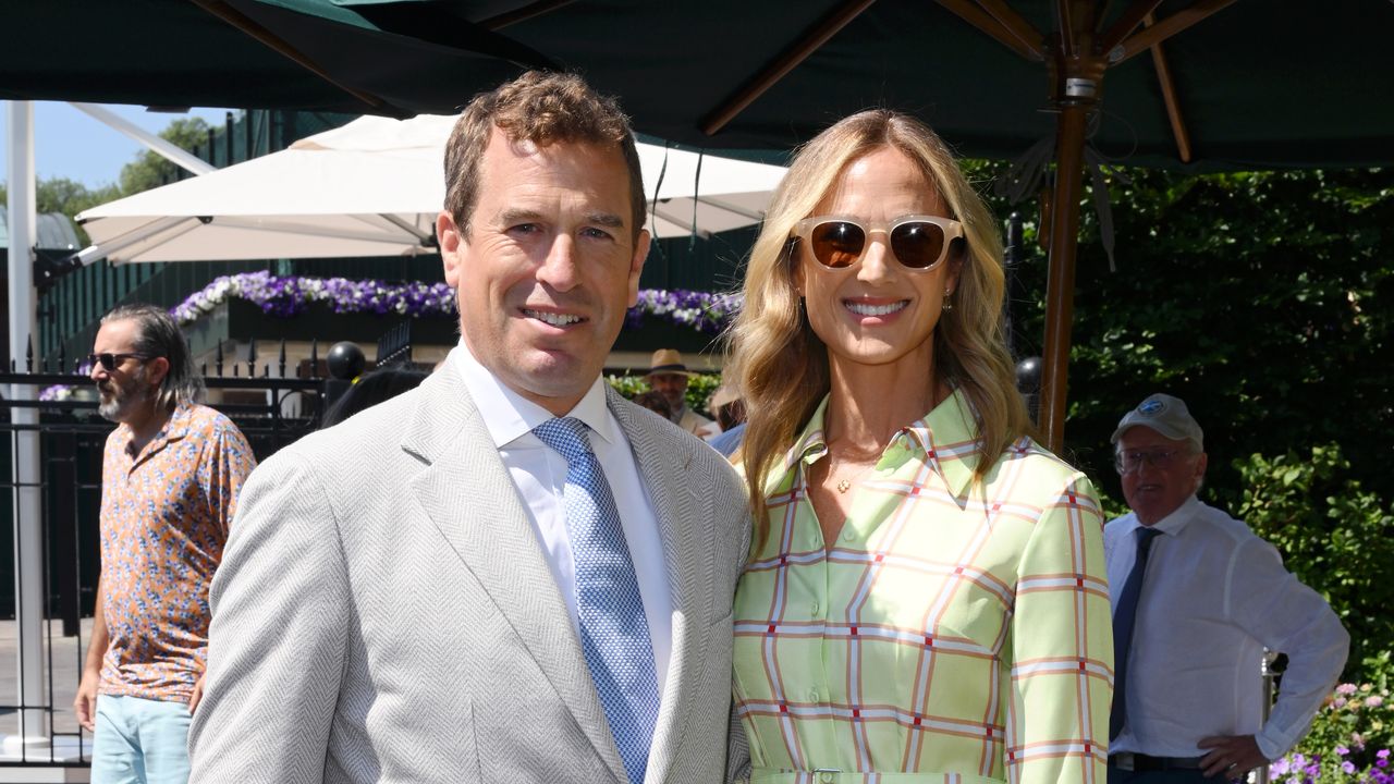 Harriet Sperling is dressed to perfection as she joins Peter Phillips for their Wimbledon as a married couple