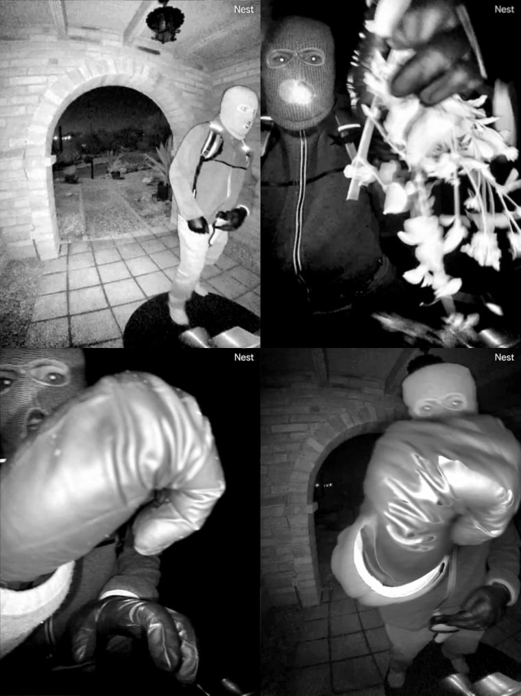 Security camera footage from the front door of Nancy Guthrie's house.