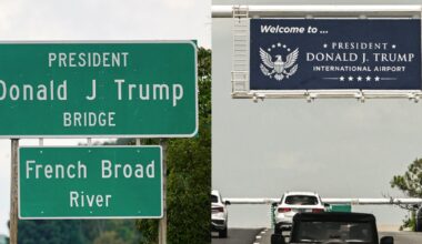 A Florida airport and a Tennessee bridge are renamed after Trump on the same day