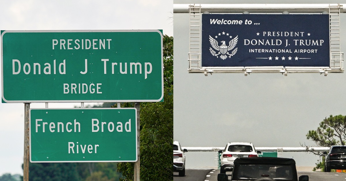A Florida airport and a Tennessee bridge are renamed after Trump on the same day