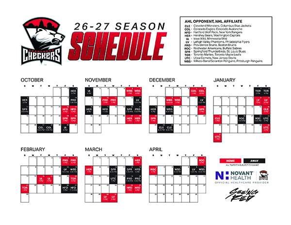 Checkers Announce 2026-27 Schedule - Charlotte Checkers Hockey