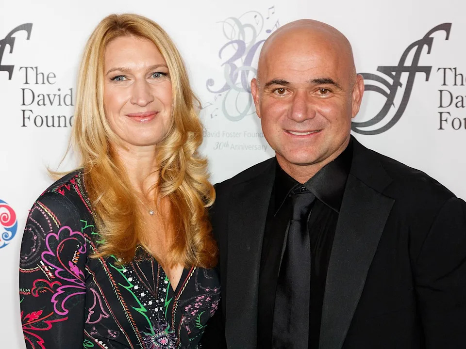 Steffi Graf and Andre Agassi arrive for the David Foster Foundation Gala in 2017Credit: Andrew Chin/Getty