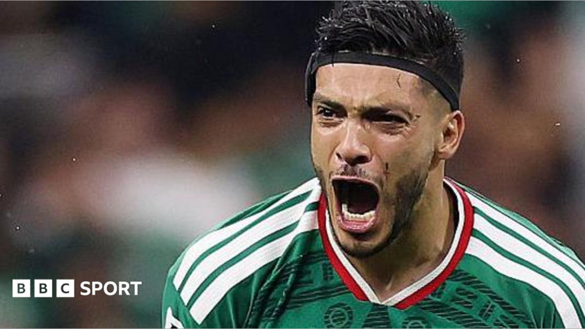Raul Jimenez celebrates his goal against Ecuador