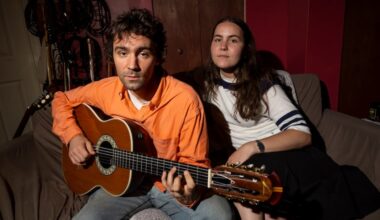 Sam and Louise Sullivan, sibling singer songwriters, sit for a portrait inside the Historic NJ studio in South Philadelphia on Friday, July 10, 2026. Their new album, 'Love & Devotion,' is out on July 24.