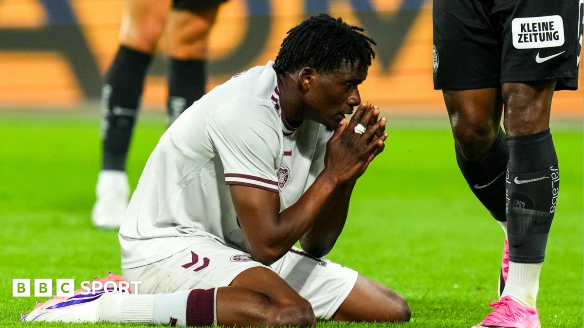 Pierre Landry Kabore looks exasperated after missing a chance v Sturm Graz