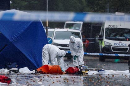 Members of a forensic team work outside the Manchester synagogue, where multiple people were killed on Yom Kippur in what police have declared a terrorist incident, in Manchester, October. Credit: Phil Noble/Reuters Members of a forensic team work outside the Manchester synagogue, where multiple people were killed on Yom Kippur in what police have declared a terrorist incident, in Manchester, October.