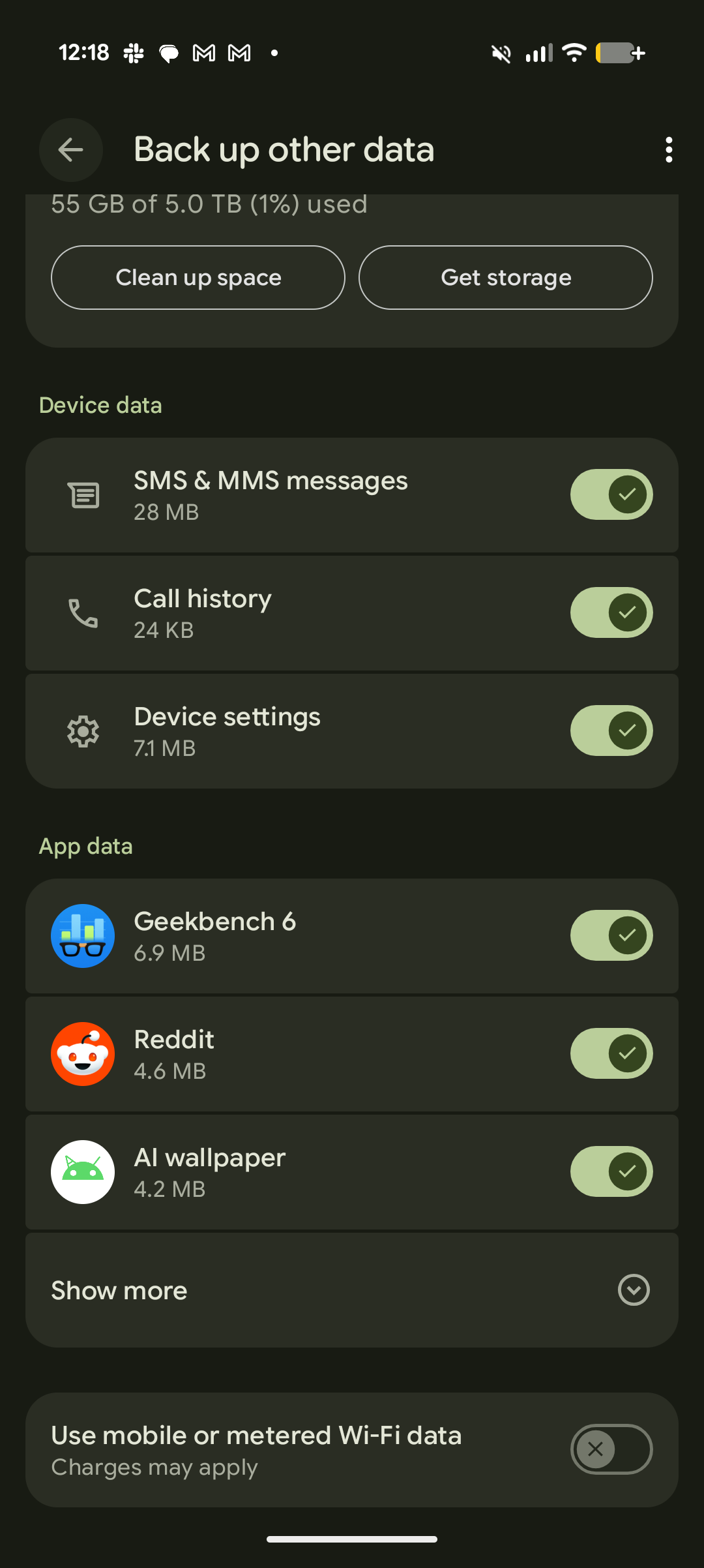 Device data new toggles on Pixel