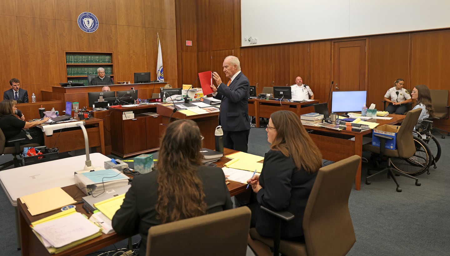 A view of the courtroom as Kevin Reddington, attorney for Lindsay Clancy, cross examined Patrick Clancy.