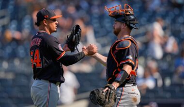 Detroit Tigers pitcher Keider Montero, left, celebrates with catcher Jake Rogers after a baseball game against the New York Yankees Wednesday, July 1, 2026, in New York. (AP Photo/Frank Franklin II)