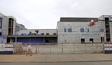 The construction site at the former Norwood Hospital in 2024.