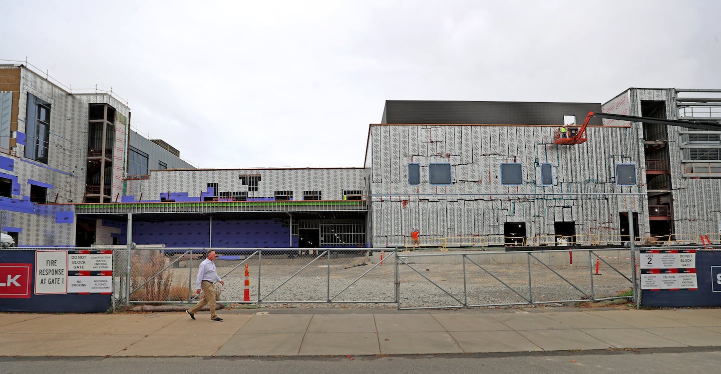 The construction site at the former Norwood Hospital in 2024.