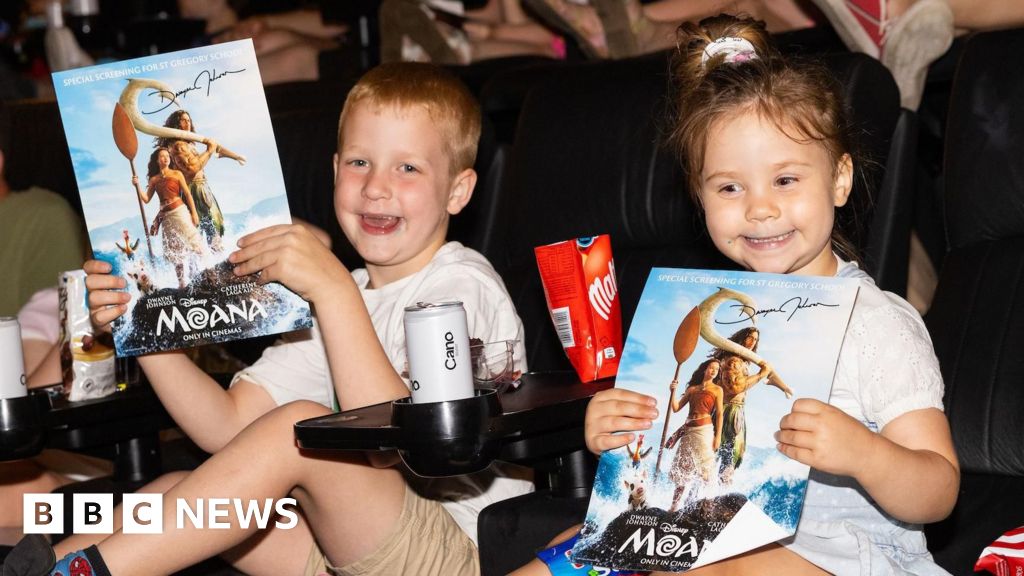 The Rock hires out cinema for Sudbury schoolchildren to see Moana - BBC