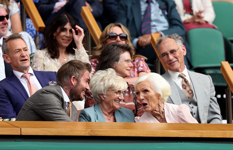 Day One: The Championships - Wimbledon 2026 london, england june 29: sir david beckham, former professional footballer and president and co owner of inter miami cf, his mother sandra beckham and dame mary berry are seen in the royal box on day one of the championships wimbledon 2026 at all england lawn tennis and croquet club on june 29, 2026 in london, england. (photo by matthew stockman/getty images)