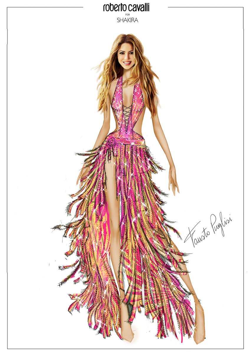 Shakira dazzles in custom Roberto Cavalli dress with 200,000 crystals at World Cup final
