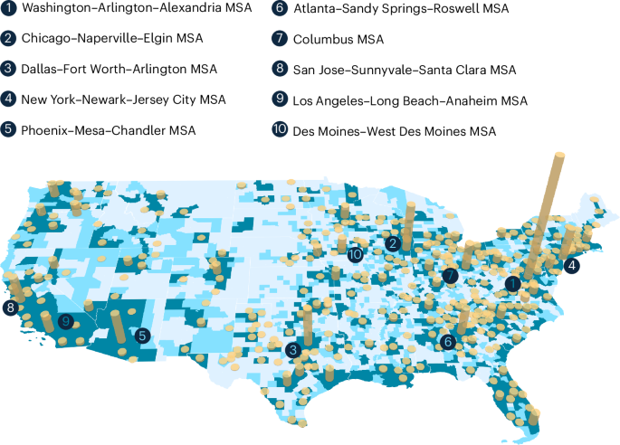 Cities, not rural areas, power the digital infrastructure of the USA
