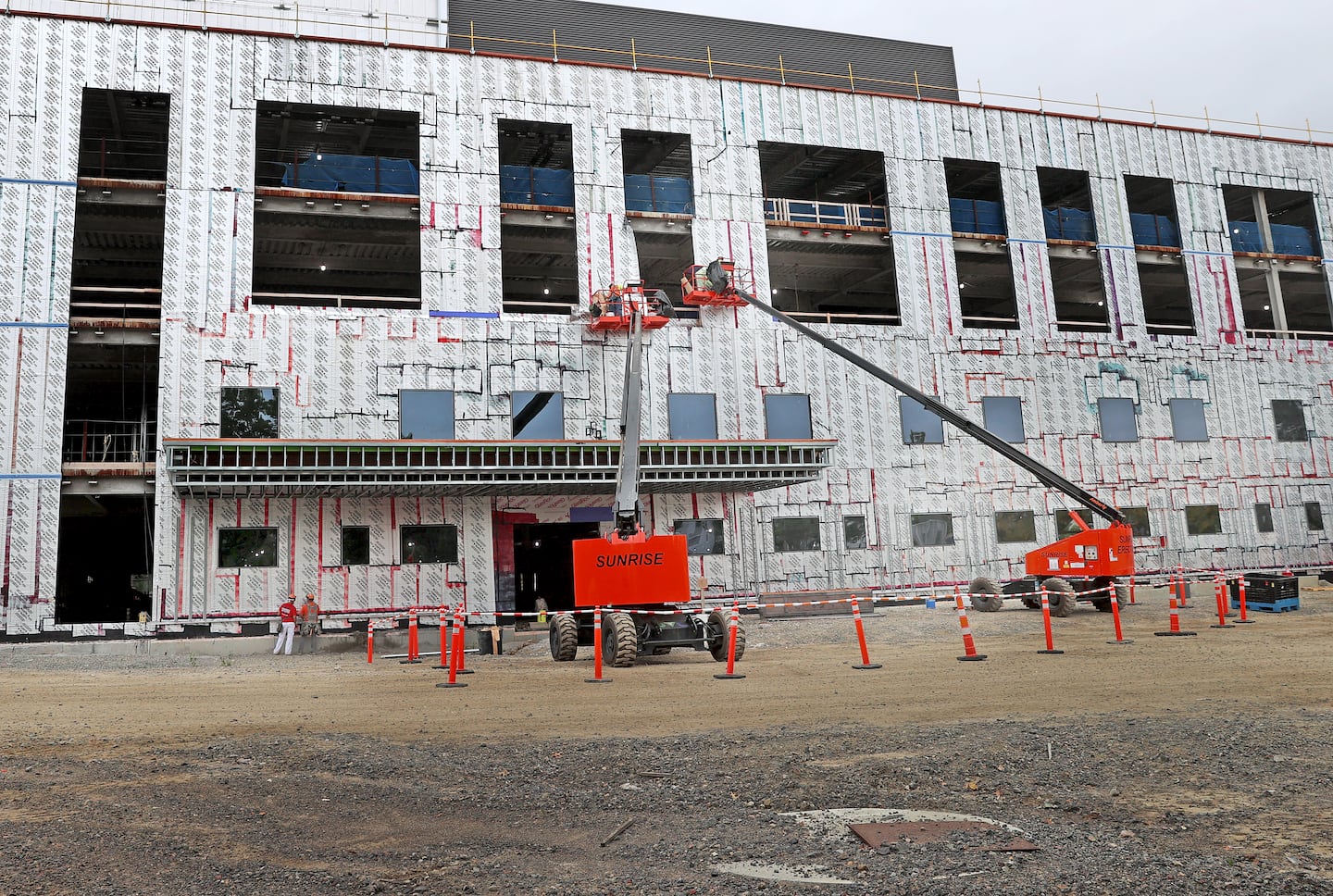 Construction at the former Norwood Hospital in 2024.