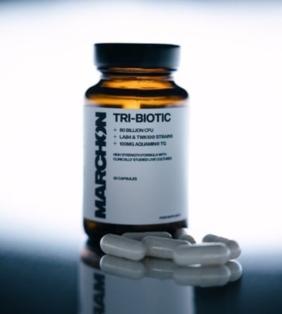 Marchon's Tri-Biotic contains Lab4 probiotics, TWK10 and aquamin.