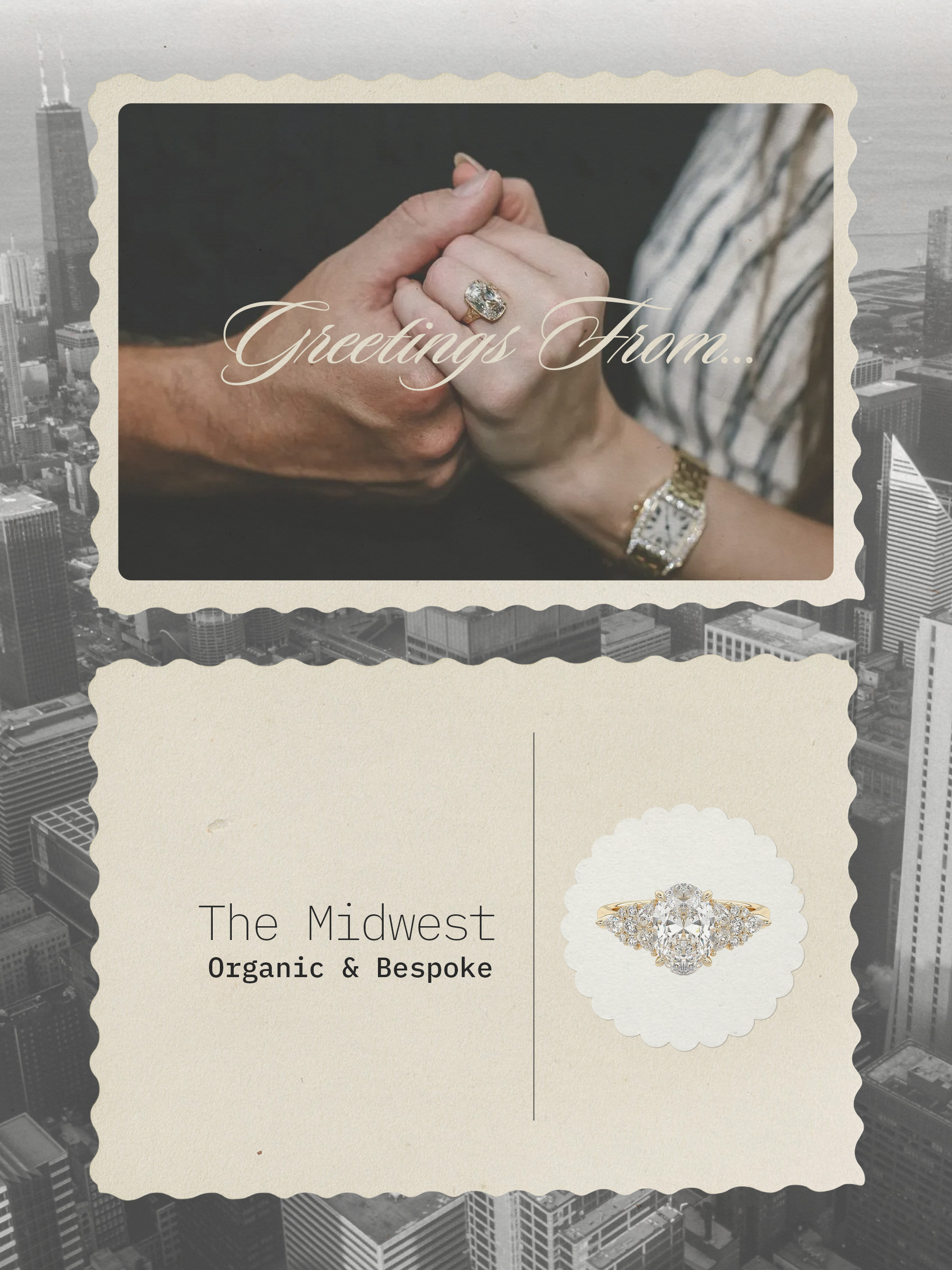 Collage of engagement rings.