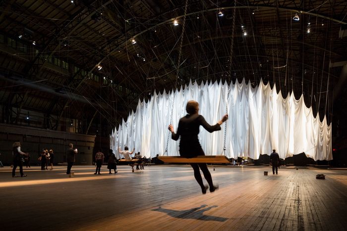 Ann Hamilton’s “The event of a thread” in the Park Avenue Armory's drill hall.