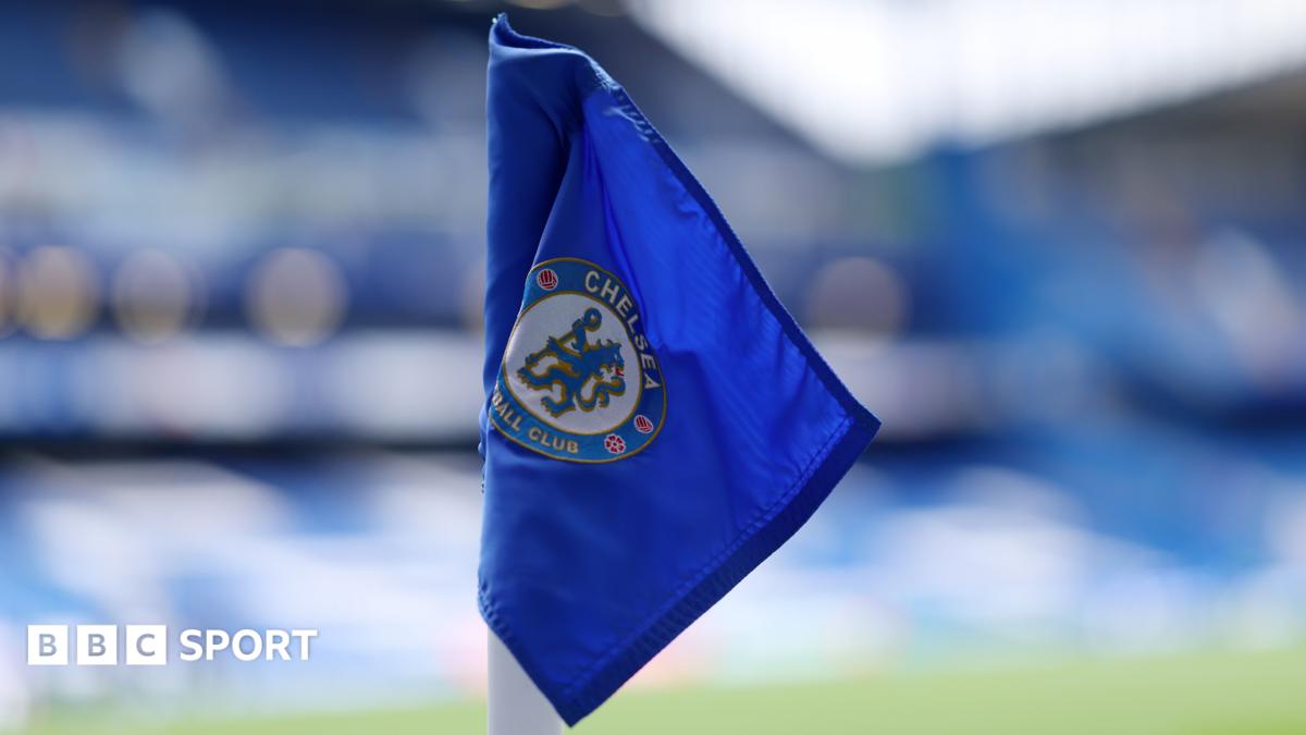 A corner flag with the Chelsea crest on