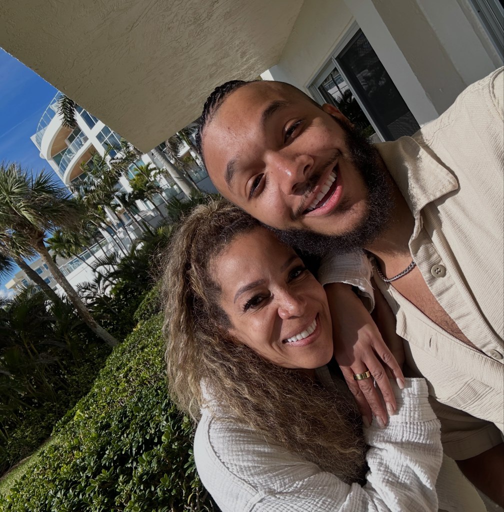 Sunny Hostin and her son Gabriel Hostin (aka Gabe Hostin) in a 2026 Instagram post. 