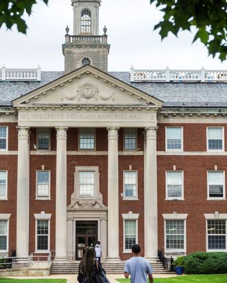 Washington DC, Howard University campus, Frederick Douglass Memorial Hall entrance