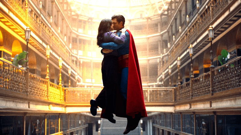 Clark kissing Lois in Man of Tomorrow.