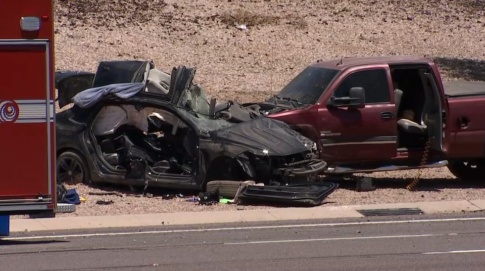 The Volkswagen sedan and Chevrolet pickup involved in a deadly three-vehicle crash on...