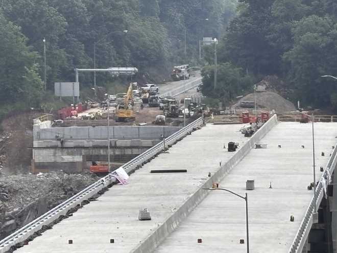 Bridge being slid into place. July 19, 2026. Bridge being slid into place. July 19, 2026.