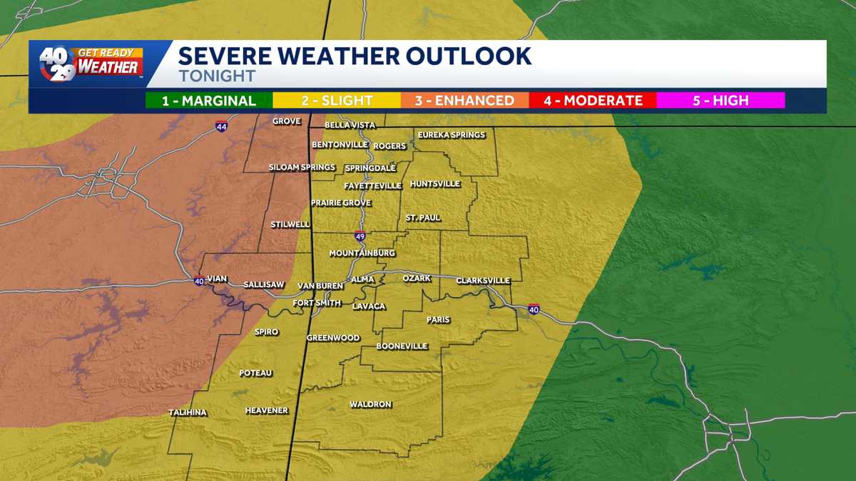 Risk of severe weather in Northwest Arkansas and the River Valley tonight