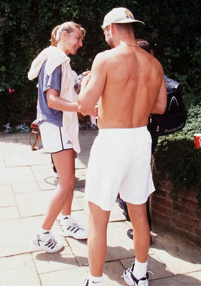Andre Agassi With Steffi Graf Outside The Practice Court in 1999Credit: Ron C. Angle/Getty