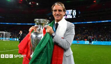 Roberto Mancini on the sidelines while managing in Italy