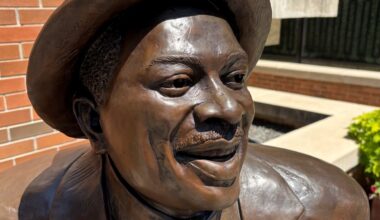 Douglas Distefano works on all kinds of statues, including most recently this one of jazz musician Count Basie.