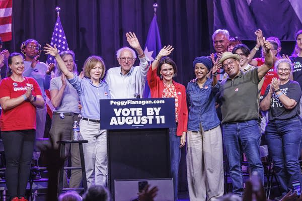 A Rally with Sanders, Flanagan, and Omar, Ellison, and Smith