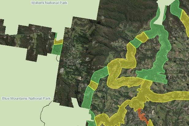 a map with green yellow lines
