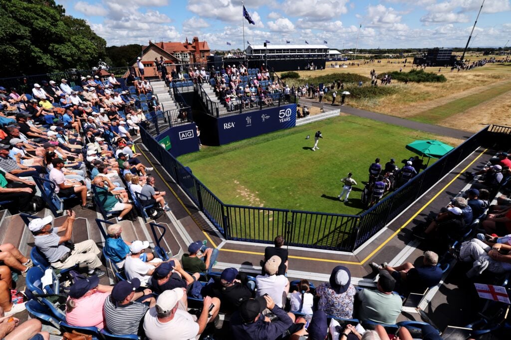 Jeeno Thitikul on the first hole during the First Round of the AIG Women's Open 2026 at Royal Lytham & St. Annes | Source: Richard Heathcote/R&A/R&A via Getty Images