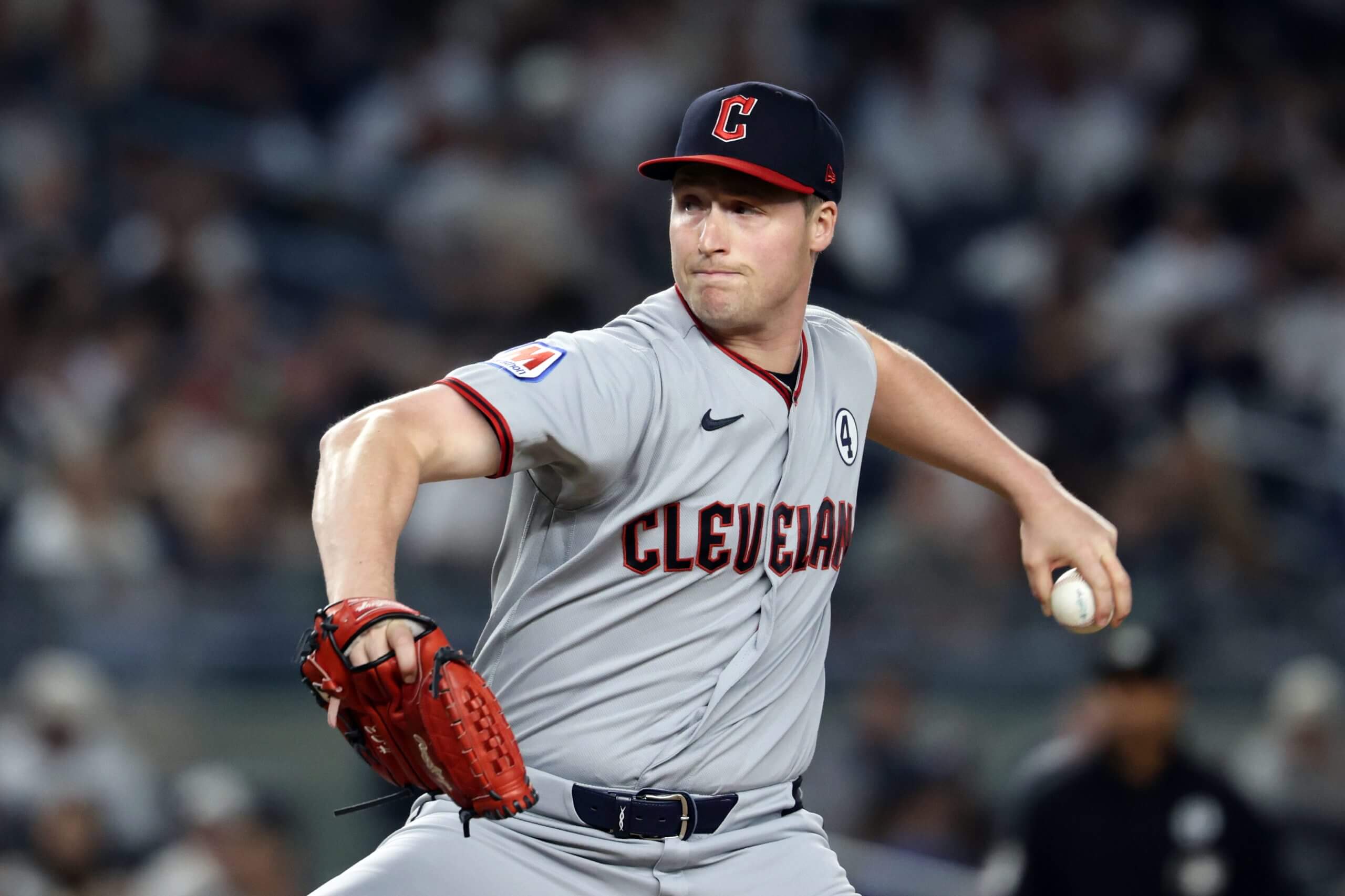 Cleveland's Tim Herrin pitches during a baseball game.
