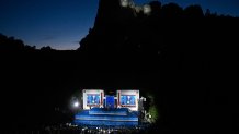 President Donald Trump speaks at Mount Rushmore National Memorial, Friday, July 3, 2026, near Keystone, S.D. 
