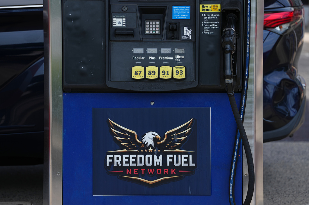 Shown is a Freedom Fuel Network gas station in Dresher, Pa., Friday, July 10, 2026. (AP Photo/Matt Rourke)