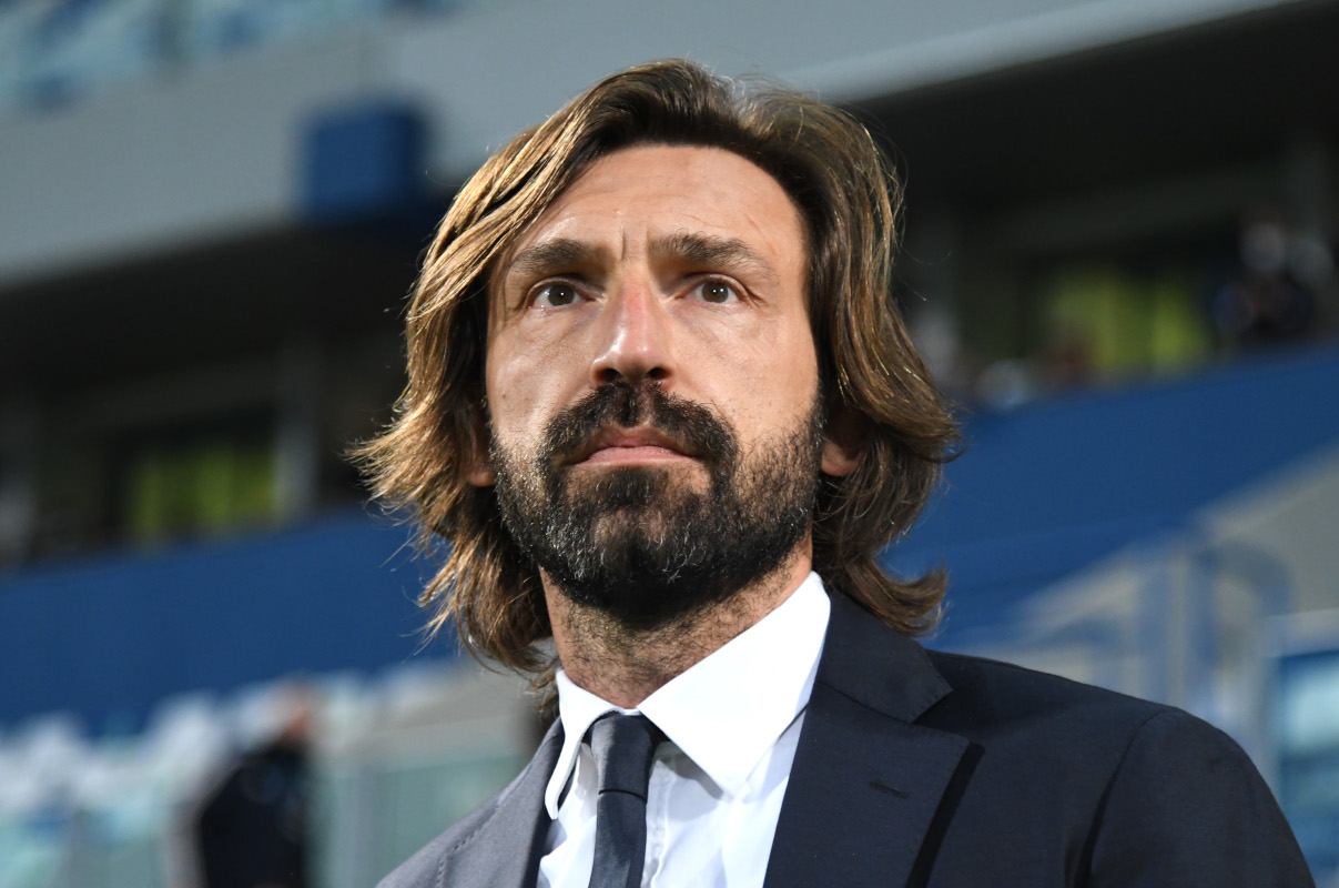 REGGIO NELL'EMILIA, ITALY - MAY 12: Andrea Pirlo, Head Coach of Juventus looks on prior to the Serie A match between US Sassuolo and Juventus at Mapei Stadium - Città del Tricolore on May 12, 2021 in Reggio nell'Emilia, Italy. Sporting stadiums around Italy remain under strict restrictions due to the Coronavirus Pandemic as Government social distancing laws prohibit fans inside venues resulting in games being played behind closed doors. (Photo by Alessandro Sabattini/Getty Images)