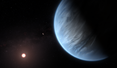Artist's impression of exoplanet K2-18b. Credit - Hubble, M. Kornmesser